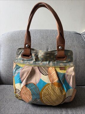 Fossil Key Per Coated Canvas Tote  Hand Bag 17.5 x 14x 3.5 Inches